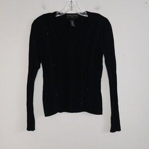 August Silk Knits Black Beaded Sweater